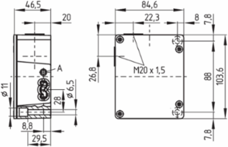 Safety Switch with Adjustable Ball Latch 400 N, IP67, 84.6mm x 103.6mm x 46.5mm
