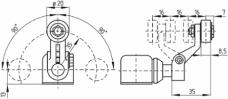 UVH 434Y-M20 Position Switch, 62 mm Width, IP65, 4 Contacts, Metal Enclosure
