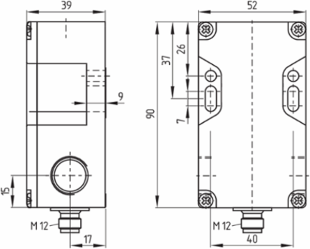 BNS 16 ST1-AS V Safety Sensor, 40 mm x 90 mm x 39 mm, IP67, Thermoplastic Enclosure