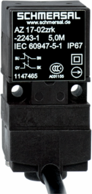 Safety Switch with Separate Actuator, 5 m Cable, IP67, 30 mm x 60 mm x 30 mm