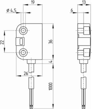Magnetic Safety Sensor BNS 260-02/01ZG-R, 26 mm x 36 mm x 13 mm, IP67