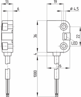 Magnetic Safety Sensor BNS 260-02/01Z-L, 26 mm x 36 mm, IP67, 0.4 A