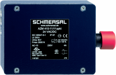 Electromechanical Safety Interlock, 24 VAC/DC, 100 mm Height, 4 Safety Contacts