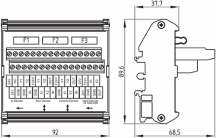 SD Junction Box 2-Way, 89.6mm Height, IP00, Rated Voltage 24VDC
