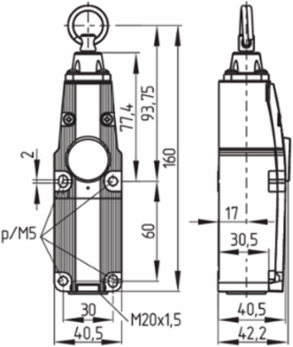 TQ 700-02 Pull-Wire Switch, IP67, 10 m Wire Length, Thermoplastic Enclosure