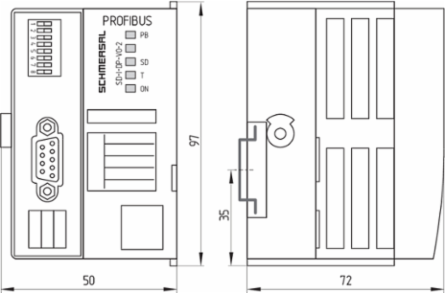 PROFIBUS Gateway, IP10 Protection, 72 mm Height, 50 mm Width, 120 g Weight