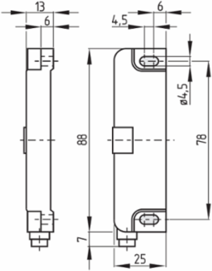 Magnetic Safety Sensor BNS 36-02/01Z-ST-L, 88 mm x 25 mm x 13 mm, IP67