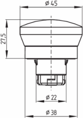 Emergency Stop Pushbutton, Round Design, 4 mm Actuating Stroke, 22.3 mm Mounting Diameter