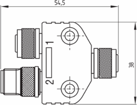 Y-Adapter Junction Box, M12, 8-Pole, IP65/IP67, 1 m Cable Length, 54.5 mm