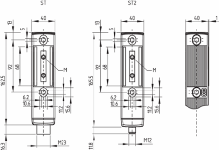 MZM 100 B ST-1P2PW2REM-A Solenoid Interlock, 40 mm x 179 mm, 2 Safety Contacts