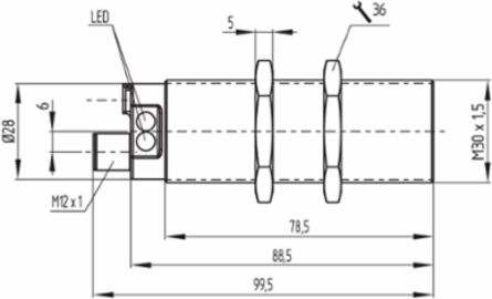 CSS 300 Safety Sensor, M30, 2 PNP Outputs, 24 VDC, Plastic Enclosure