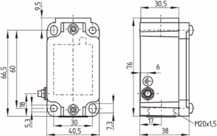 Safety Switch TR 335 ST-AS, 40.5 mm Width, Metal Enclosure, IP67 Protection