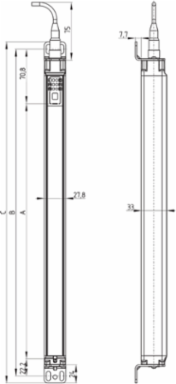 Safety Light Curtain SLC440, Height 571 mm, Range 10,000 mm, SIL 3