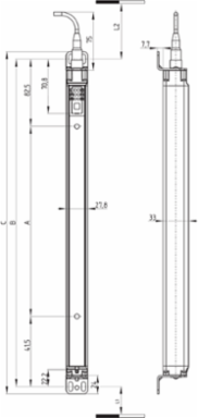 Safety Light Curtain SLG440, 33 mm Length, 900 mm Height, IP67, SIL 3