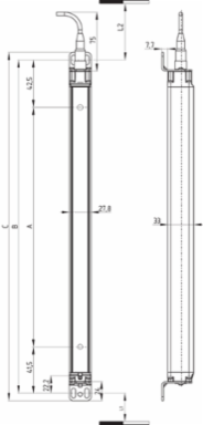Safety Light Curtain 900 mm Height, IP67 Protection, 4 Beams
