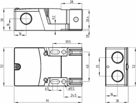 RSS16-D-CC Electronic Safety Sensor, 52 mm Width, RFID Technology, IP65/IP67