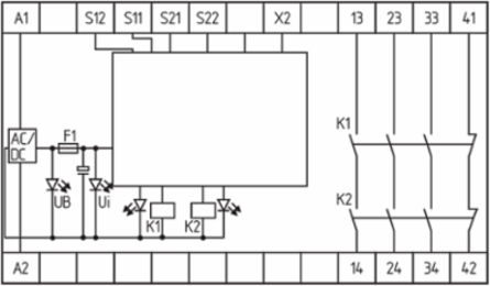 Safety Monitoring Module with 3 Safety Contacts, IP54, 24V AC/DC