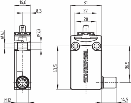 Position Switch PS116 Roller Plunger R200, IP66/IP67, 74.1 mm Height