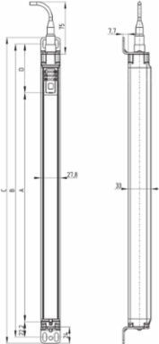 Safety Light Curtain SLC440AS-ER, 490 mm Height, Resolution 30 mm, Type 4 Safety