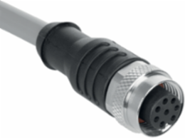 M12 Female Connector Cable 8-Pole 10 m Grey PVC IP65/IP67/IP69