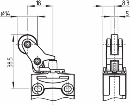 PS215 Position Switch with 2 NC Contacts, 32.5 mm Length, IP67 Protection