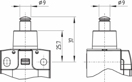 PS316 Plunger Switch, 37 mm Length, IP67, 104 mm Height, 115 g Weight