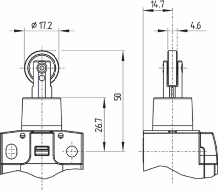 PS316 Roller Plunger R300, IP67, 117mm Height, 41mm Width