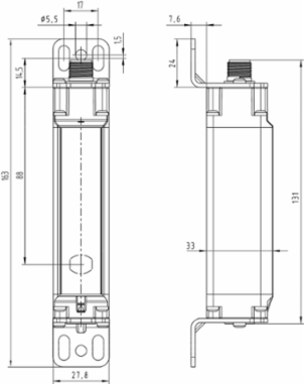 Safety Light Barrier SLB440-ER-2-ST-H, Height 131 mm, IP67, 2 Outputs