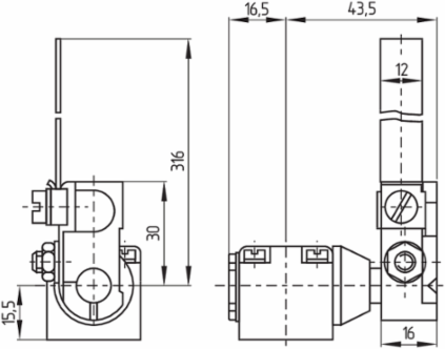 Position Switch with Swivel Lever, 2.5 mm Thickness, IP65 Protection, -30 to +90 C