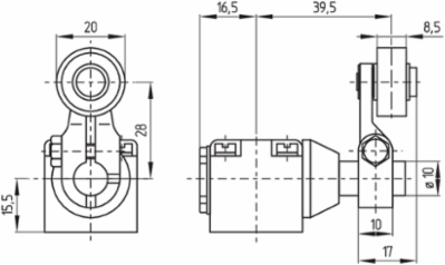 Position Switch MV8H 330-11Y-M20, IP65, 40 mm x 40 mm x 129.5 mm, Silver Contacts
