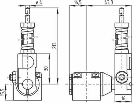 MV4H Position Switch with Spring Rod Lever, 40 mm x 40 mm, IP65, 350 g