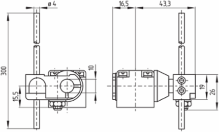 MV9H Position Switch, 40 mm x 40 mm, Steel Rod, IP65, -30 to +90 C