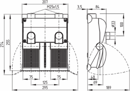 T2FH 232 Double-Pedal Foot Switch, 295 mm Width, IP65, 1,000,000 Operations