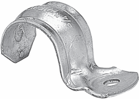 One Hole Pipe Strap, 3/4 Inch Steel, Galvanized, Box of 30
