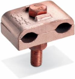 Bolted Ground Connector for 2 Cables, 2/0-250 Cable Range, 1/2 Inch Rod