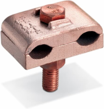 Bronze Bolted Ground Connector 1-1/8 x 1-1/2 Inch for 2 Cables to Flat