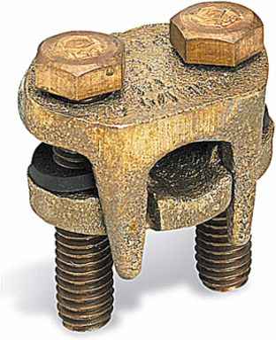 Copper Two-Bolt Connector for 2-1/0 Str Main & 10 Sol-1/0 Str Tap
