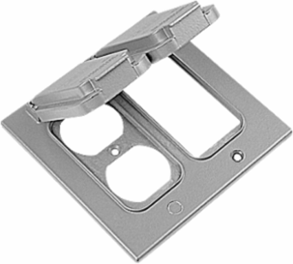 Weatherproof Receptacle Cover, Aluminum Die Cast, 4.94 Inch x 4.94 Inch, Silver