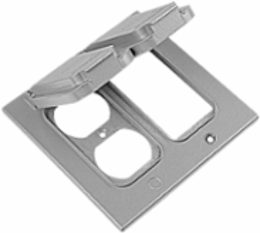 Weatherproof Receptacle Cover, Aluminum Die Cast, 4.94 Inch x 4.94 Inch, Silver