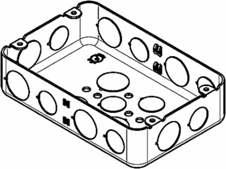 Two-Gang Outlet Box, 45 Cubic Inches, 4-1/2 Inch x 6-13/16 Inch x 1-5/8 Inch, Steel