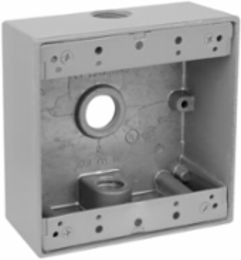 Raintight Device Box 2 Gang, 31 Cubic Inches, Silver Aluminum, 3 Outlets