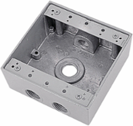 Weatherproof Box, 2 Gang, 31.8 Cubic Inches, Aluminum, 4 Outlets