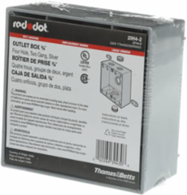 Raintight Device Box 2 Gang, 31 Cubic Inches, Aluminum, Silver