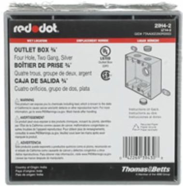 Raintight Device Box 2 Gang, 31 Cubic Inches, Aluminum, Silver