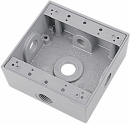 Weatherproof Box, 31.8 Cubic Inches, 5 Outlets, Aluminum, Silver