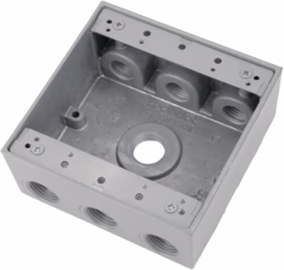 Universal Weatherproof Box 30.3 Cubic Inches, 7 Outlets, 1/2 Inch Hub Size