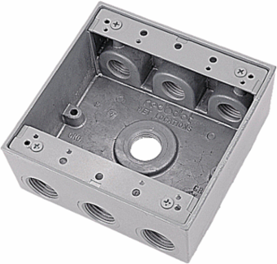 Weatherproof Box 31.8 Cubic Inches, 7 Outlets, Aluminum, Rectangular, Pack of 10