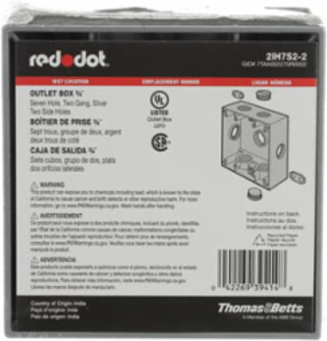 Weatherproof Electrical Box, 31 Cubic Inches, 7 Outlets, Aluminum, Pack of 10