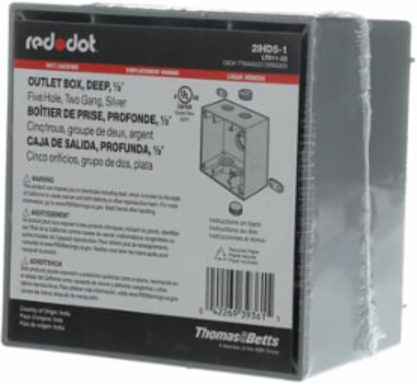 Aluminum Weatherproof Box, 42 Cubic Inches, 2-Gang, 5 Outlets, Hub Size 1/2 Inch