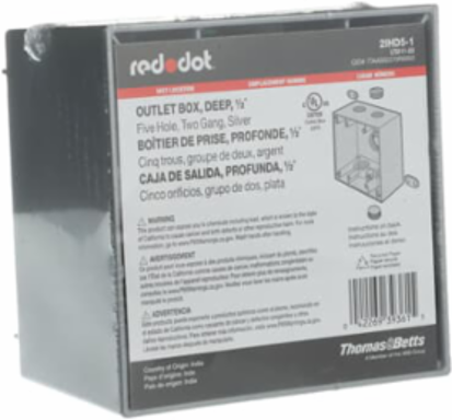 Aluminum Weatherproof Box, 42 Cubic Inches, 2-Gang, 5 Outlets, Hub Size 1/2 Inch